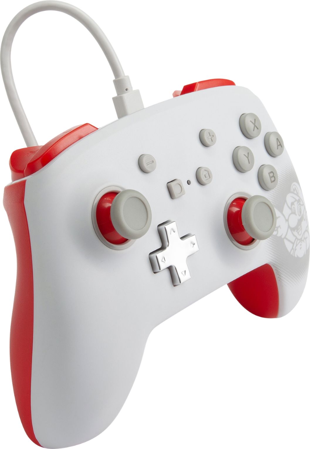 Angle View: PowerA - Enhanced Wired Controller for Nintendo Switch - Mario White