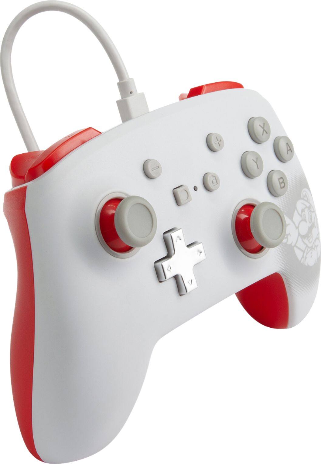 Angle. PowerA - Enhanced Wired Controller for Nintendo Switch - Mario White.