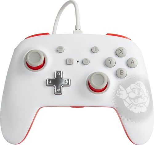 PowerA - Enhanced Wired Controller for Nintendo Switch - Mario White-Front_Standard