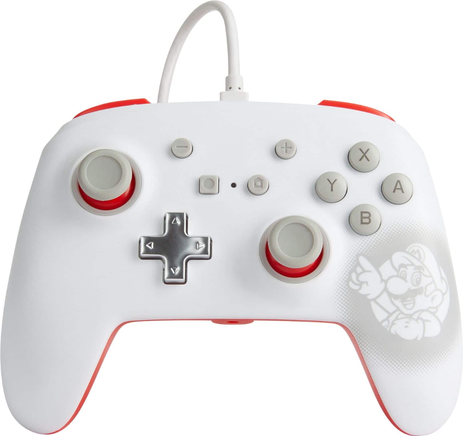 Front. PowerA - Enhanced Wired Controller for Nintendo Switch - Mario White.
