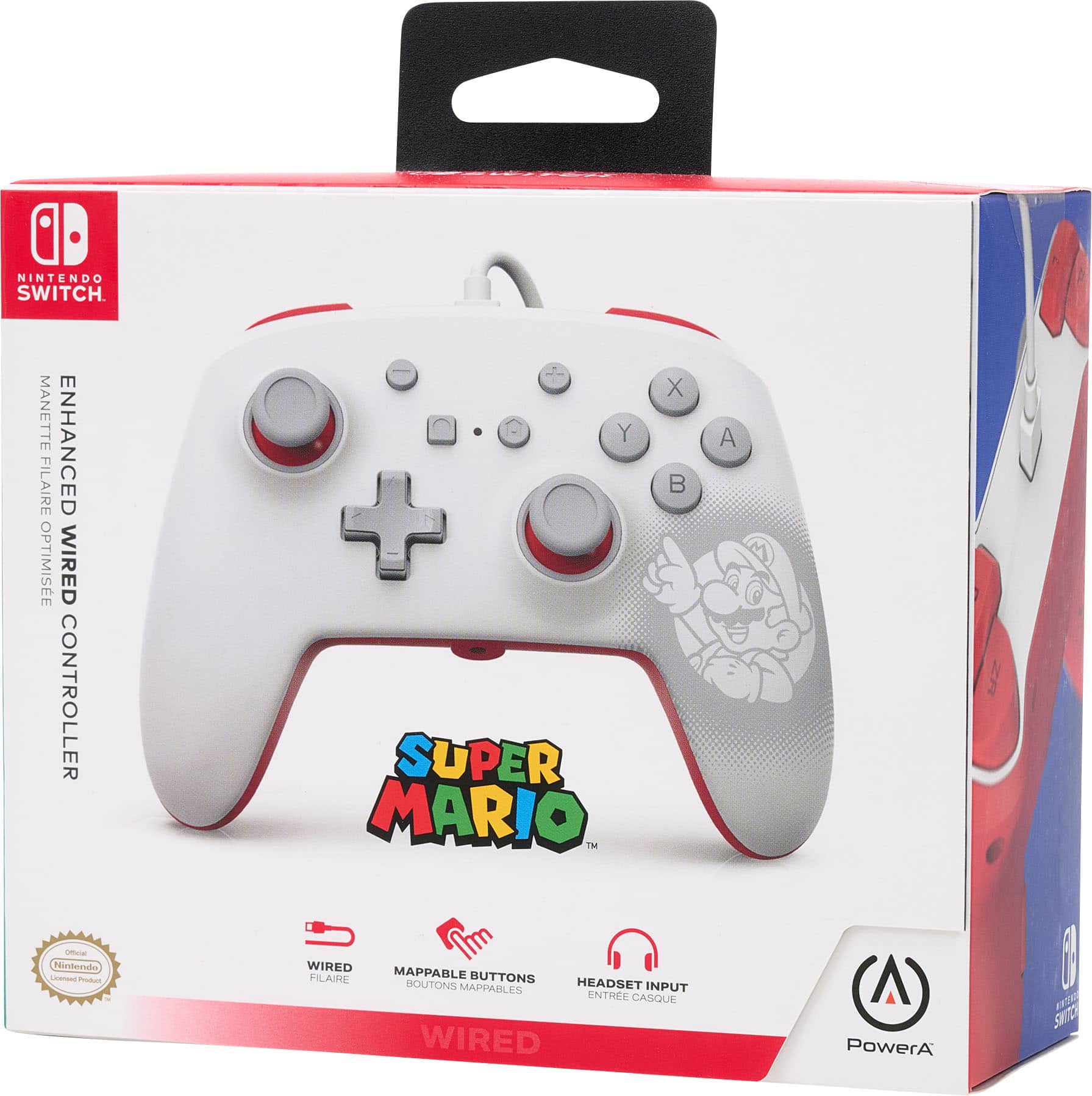 Alt View 17. PowerA - Enhanced Wired Controller for Nintendo Switch - Mario White.