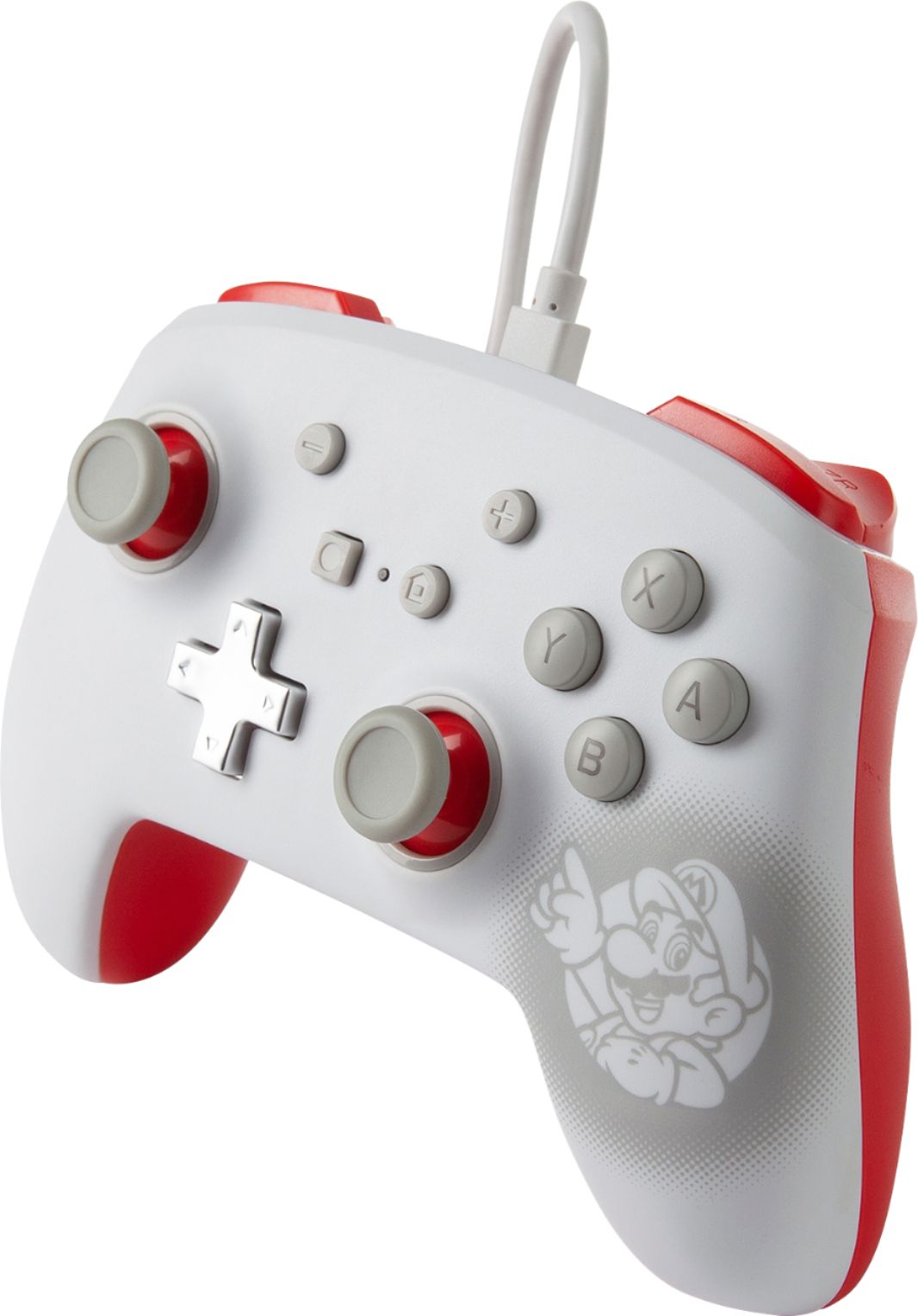 Left View: PowerA - Enhanced Wired Controller for Nintendo Switch - Mario White