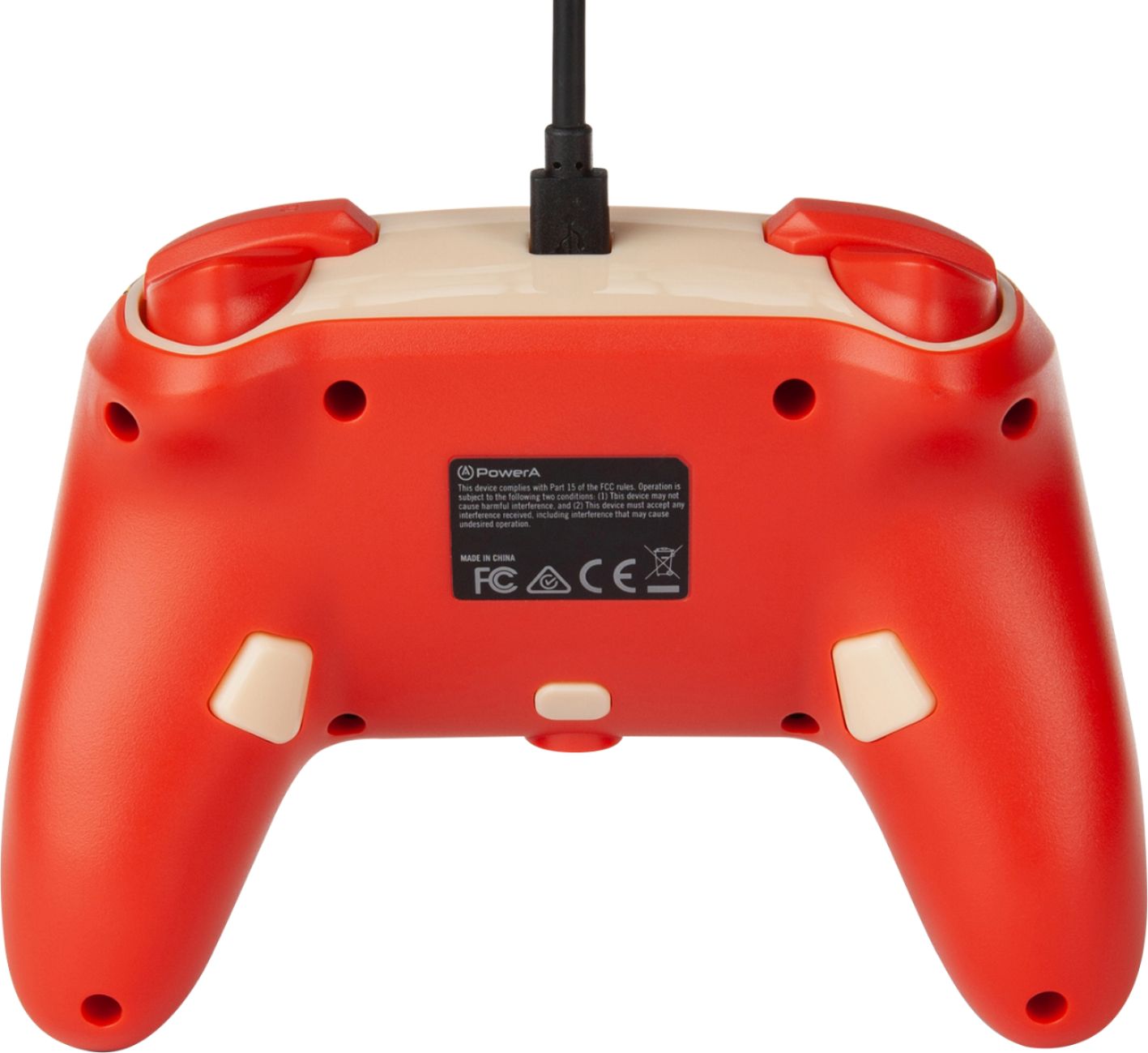 Back View: Enhanced Wired Controller for Nintendo Switch - Mario Vintage - Nintendo Switch