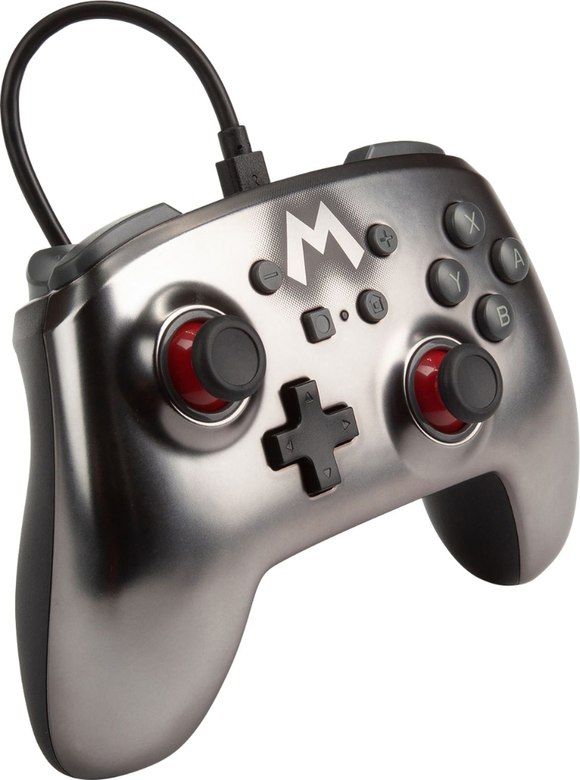 Angle View: PowerA - Enhanced Wired Controller for Nintendo Switch - Mario Silver