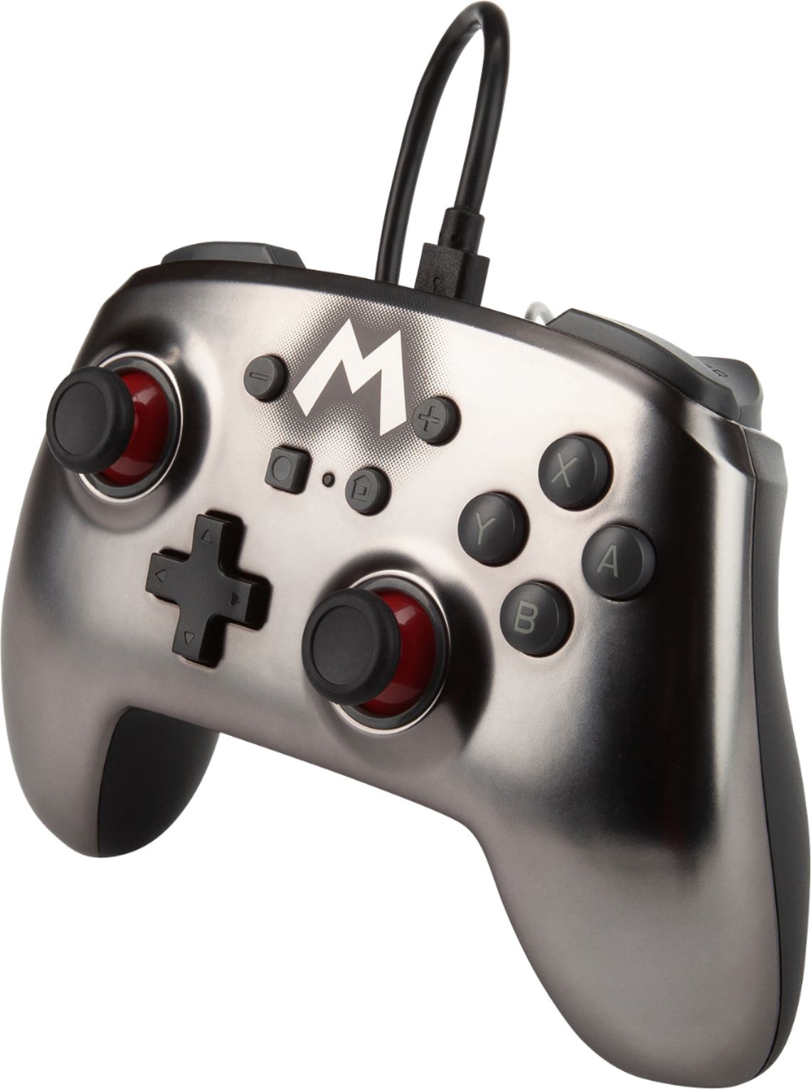 Left View: PowerA - Enhanced Wired Controller for Nintendo Switch - Mario Silver