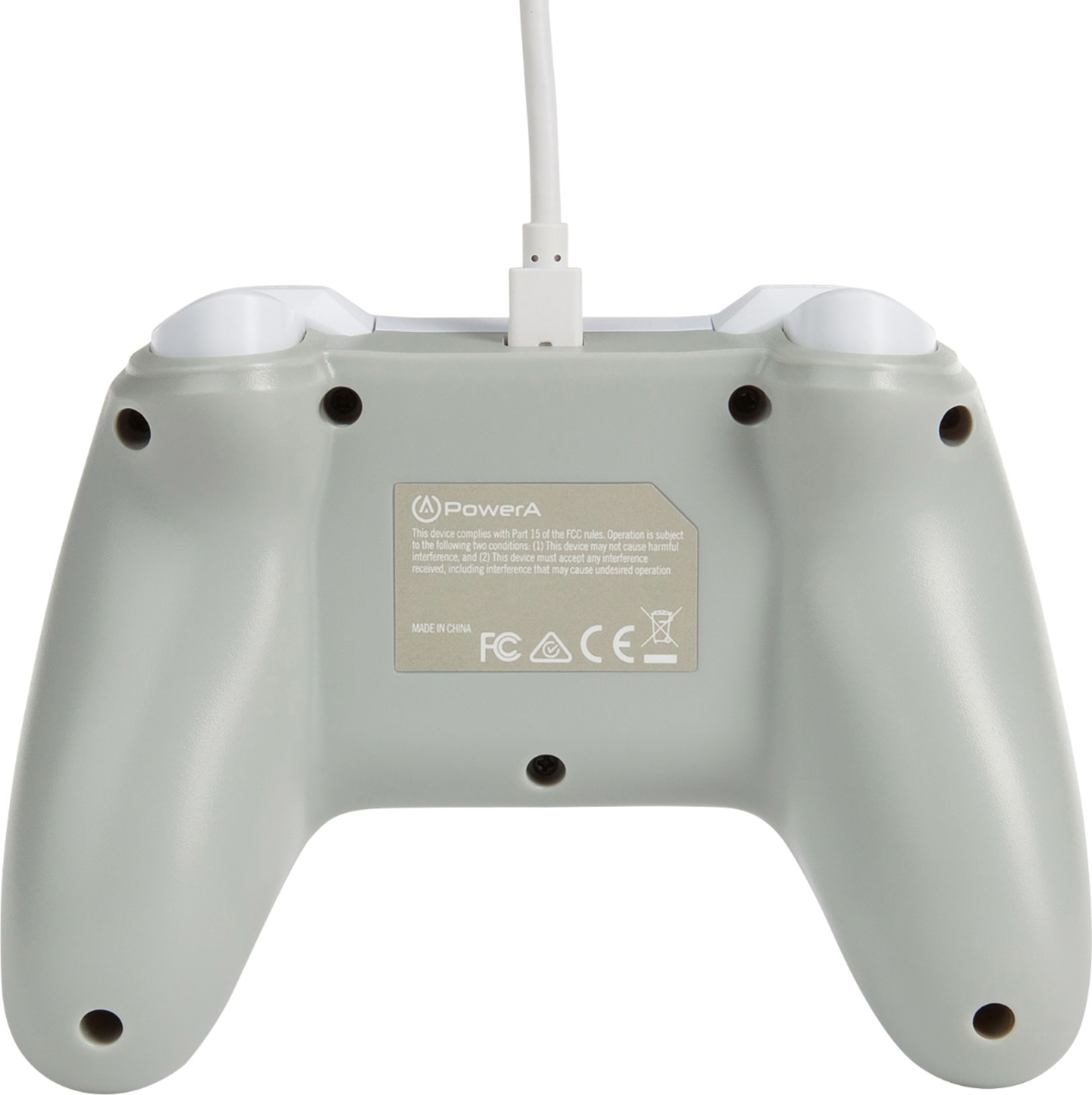 Back View: PowerA Wired Controller for Nintendo Switch - White