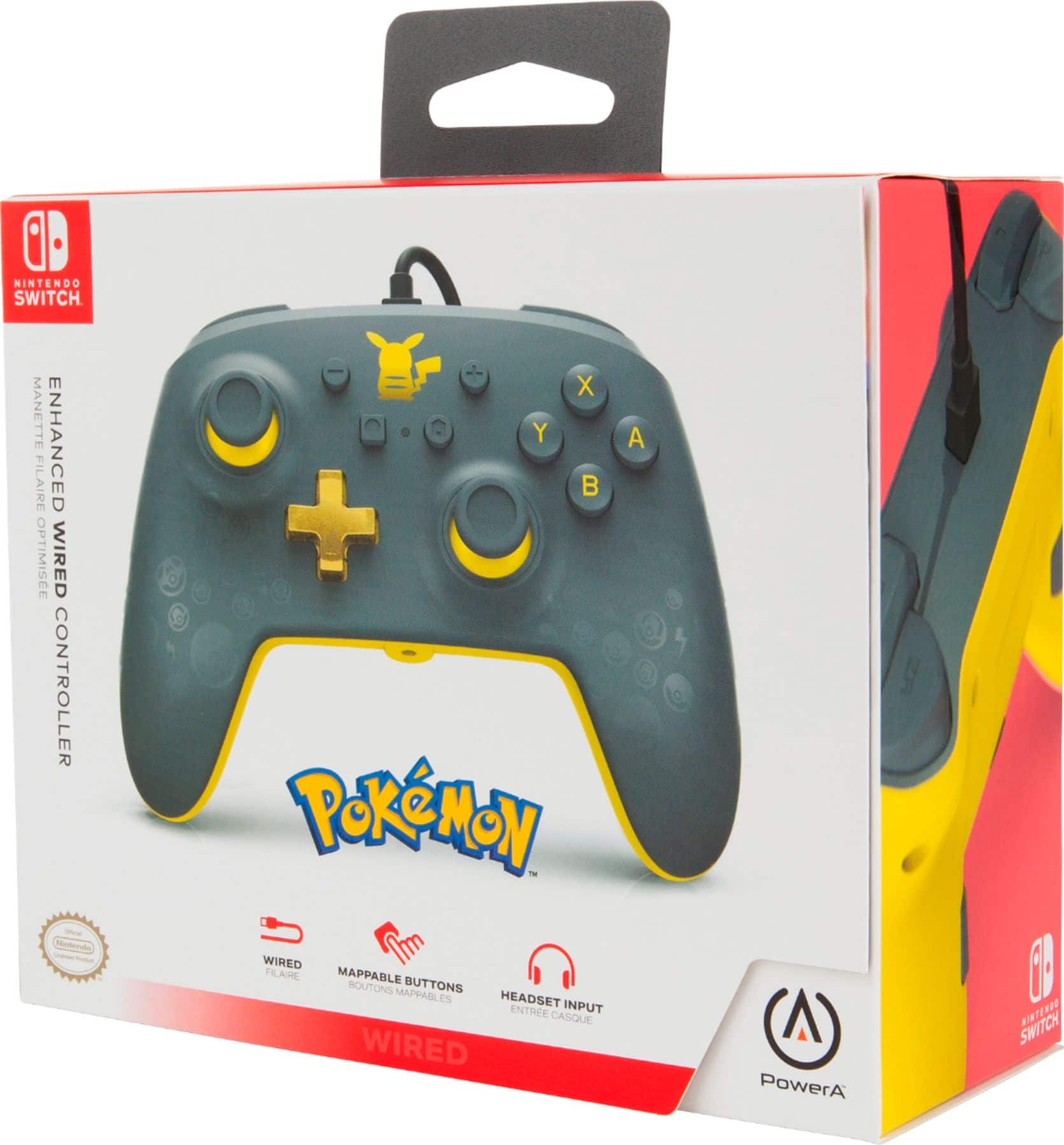 Alt View 17. PowerA - Enhanced Wired Controller for Nintendo Switch - Pokémon: Pikachu Grey.