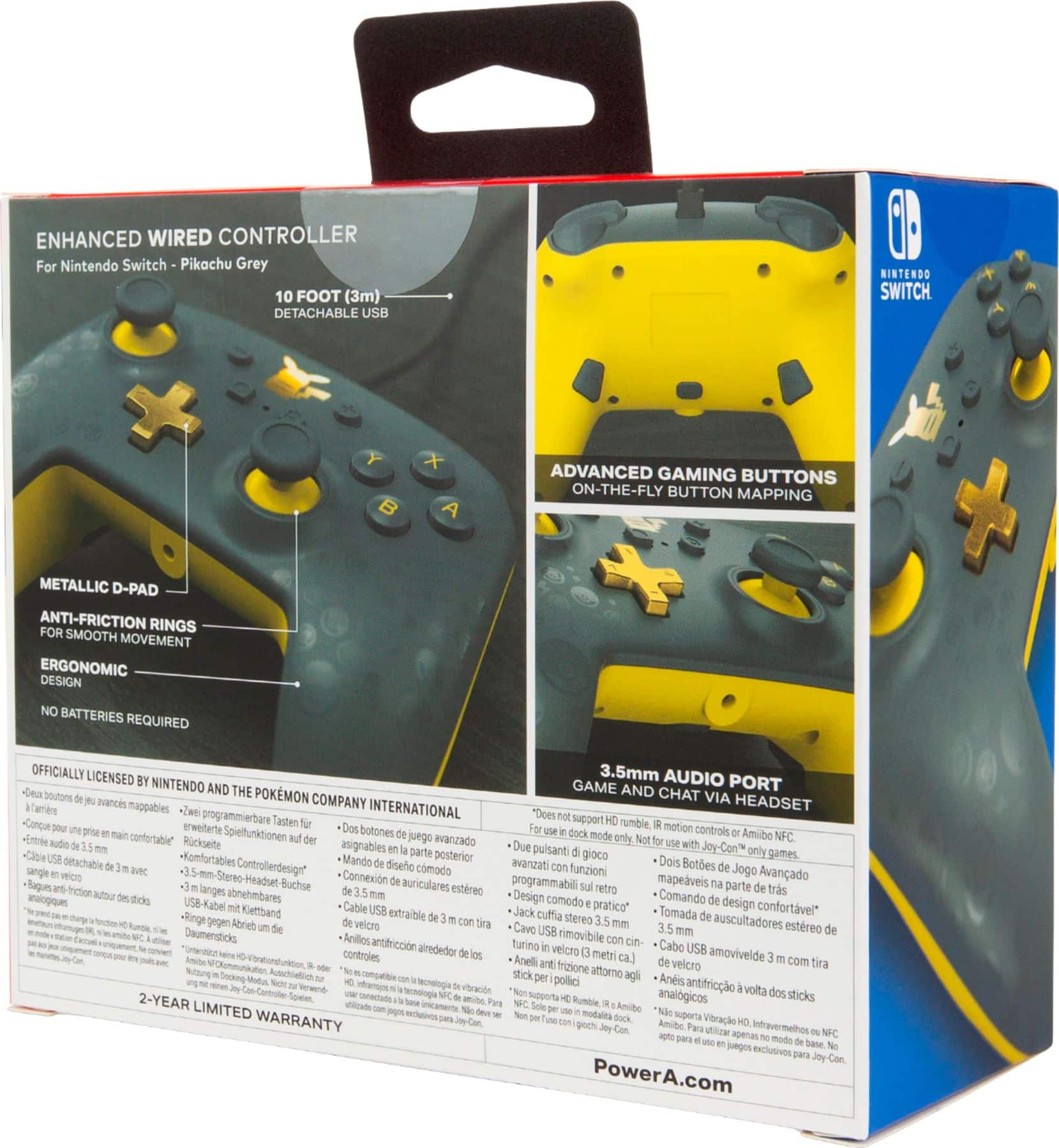 Alt View 18. PowerA - Enhanced Wired Controller for Nintendo Switch - Pokémon: Pikachu Grey.