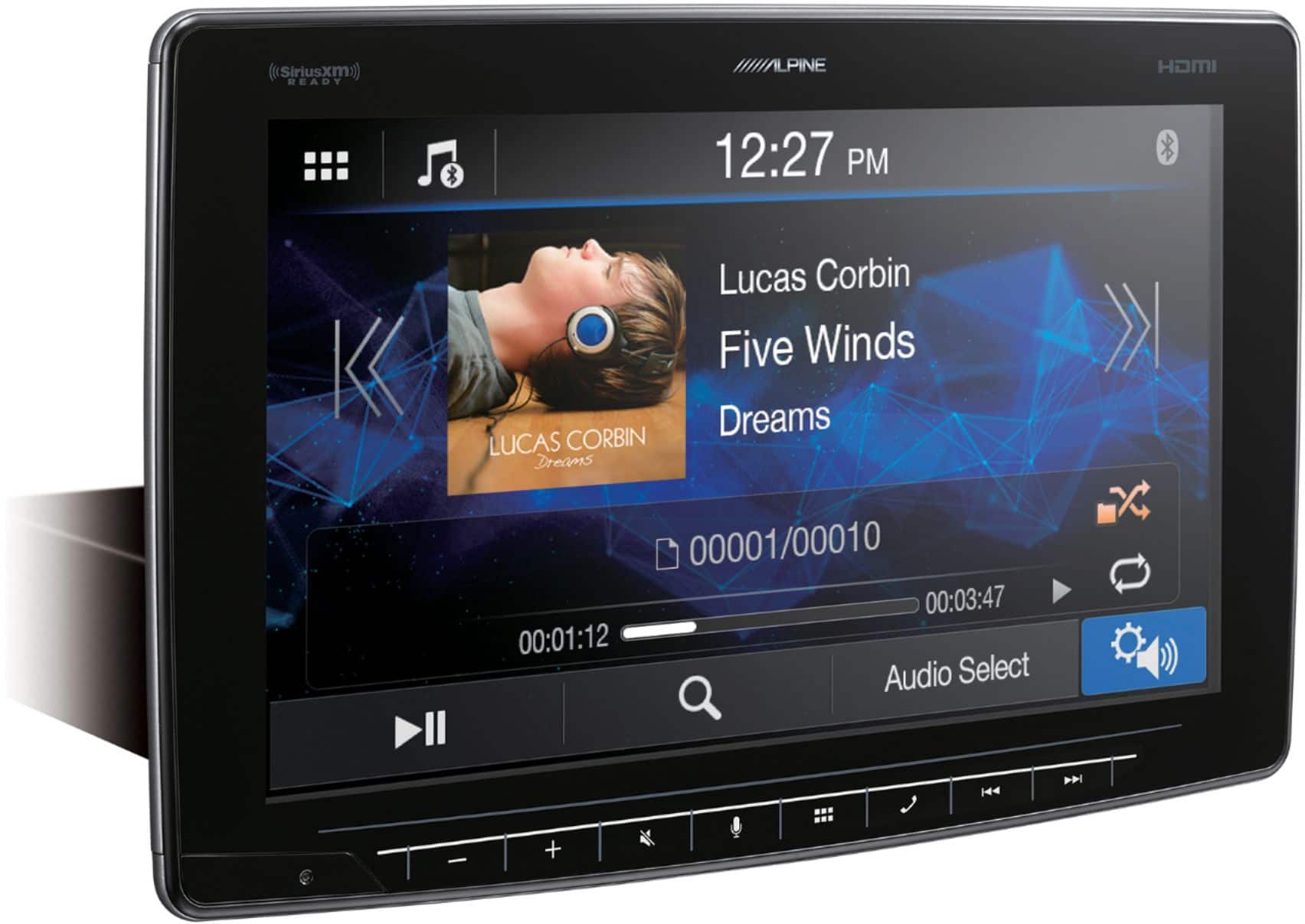 Angle. Alpine - 11" Android Auto/Apple CarPlay™ - Built-in Bluetooth - Floating Screen Digital Multimedia Receiver - Black.