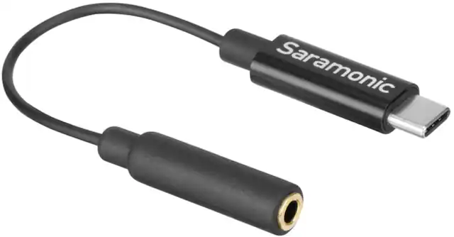 Front. Saramonic - Short USB Type-C Male to Gold-Plated Female 3.5mm TRS Adapter Cable (SR-C2003).