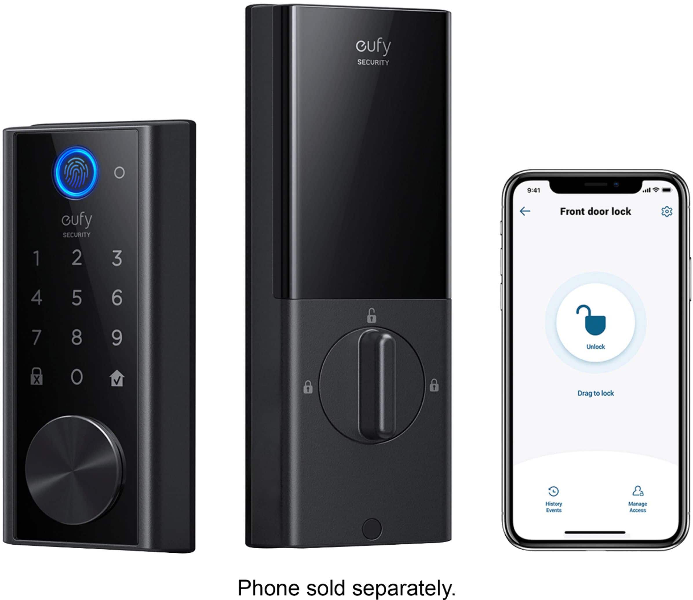 Alt View 14. eufy Security - Smart Lock Wi-Fi Replacement Deadbolt with eufy App|Keypad|Biometric Access - Black.