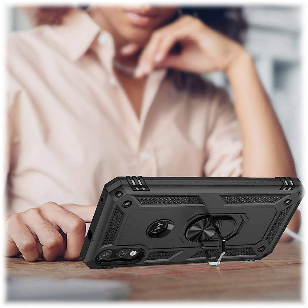 Alt View 14. SaharaCase - Military Kickstand Series Case for Motorola Moto E (2020) - Black.