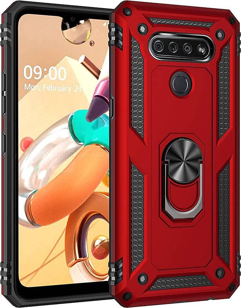 Best Buy: SaharaCase Military Kickstand Series Skin Case for LG K51 Red ...