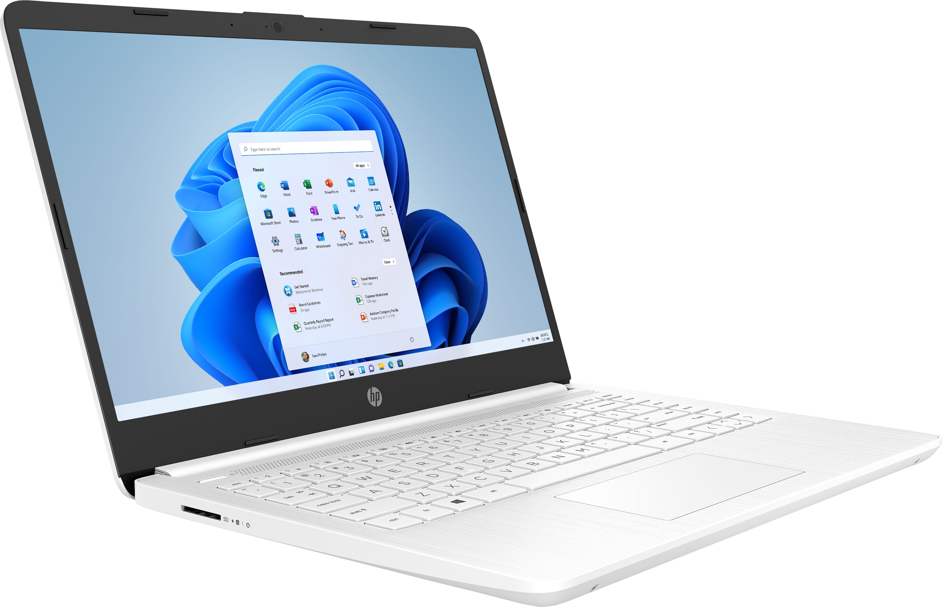 Angle View: HP - 14" Laptop - Intel Celeron - 4GB Memory - 64GB eMMC - Snowflake white