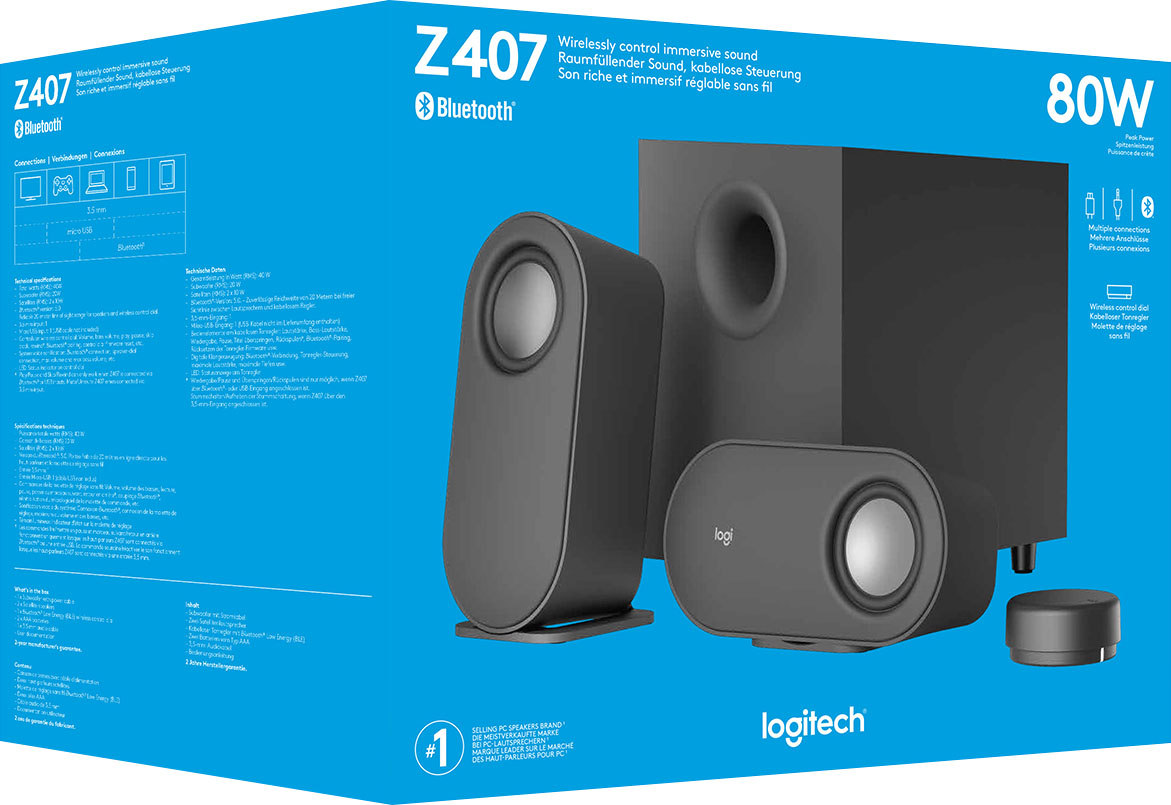 Logitech Z407 2.1 Bluetooth Computer Speaker System with Wireless