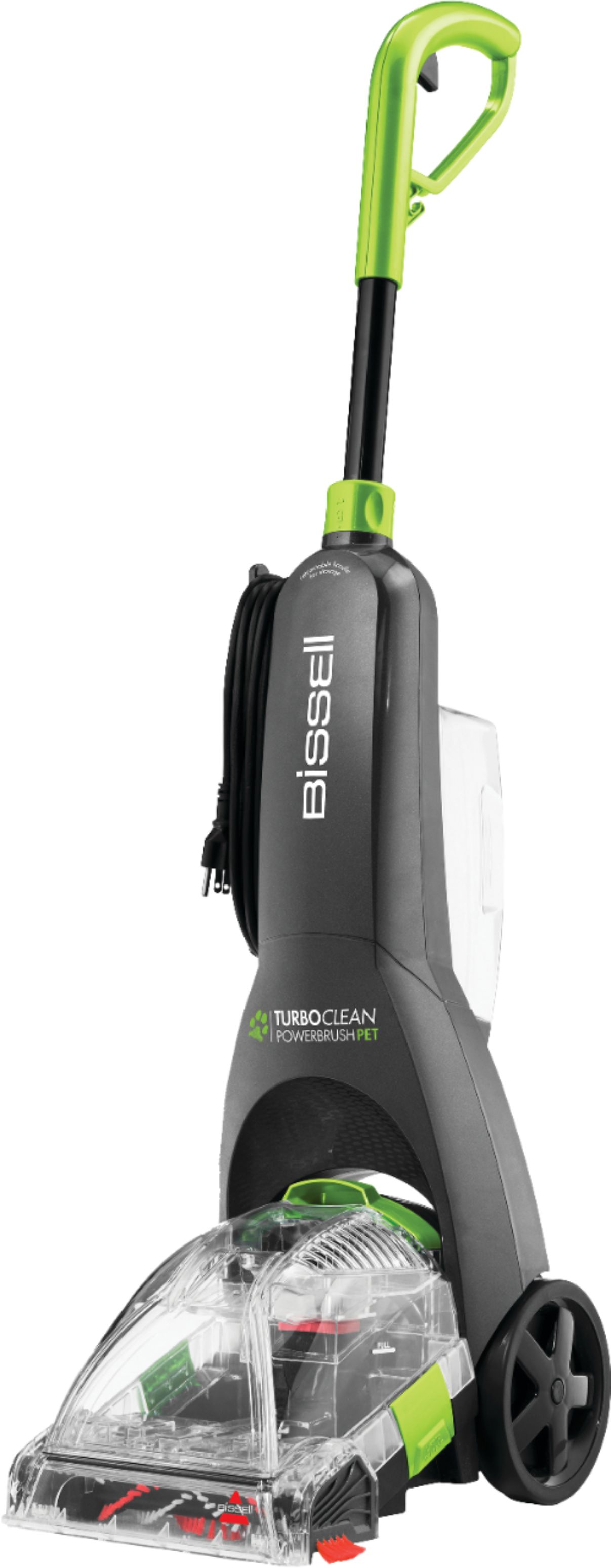 Left View: BISSELL - TurboClean™ PowerBrush Pet Carpet Cleaner - Titanium with ChaCha Lime Accents