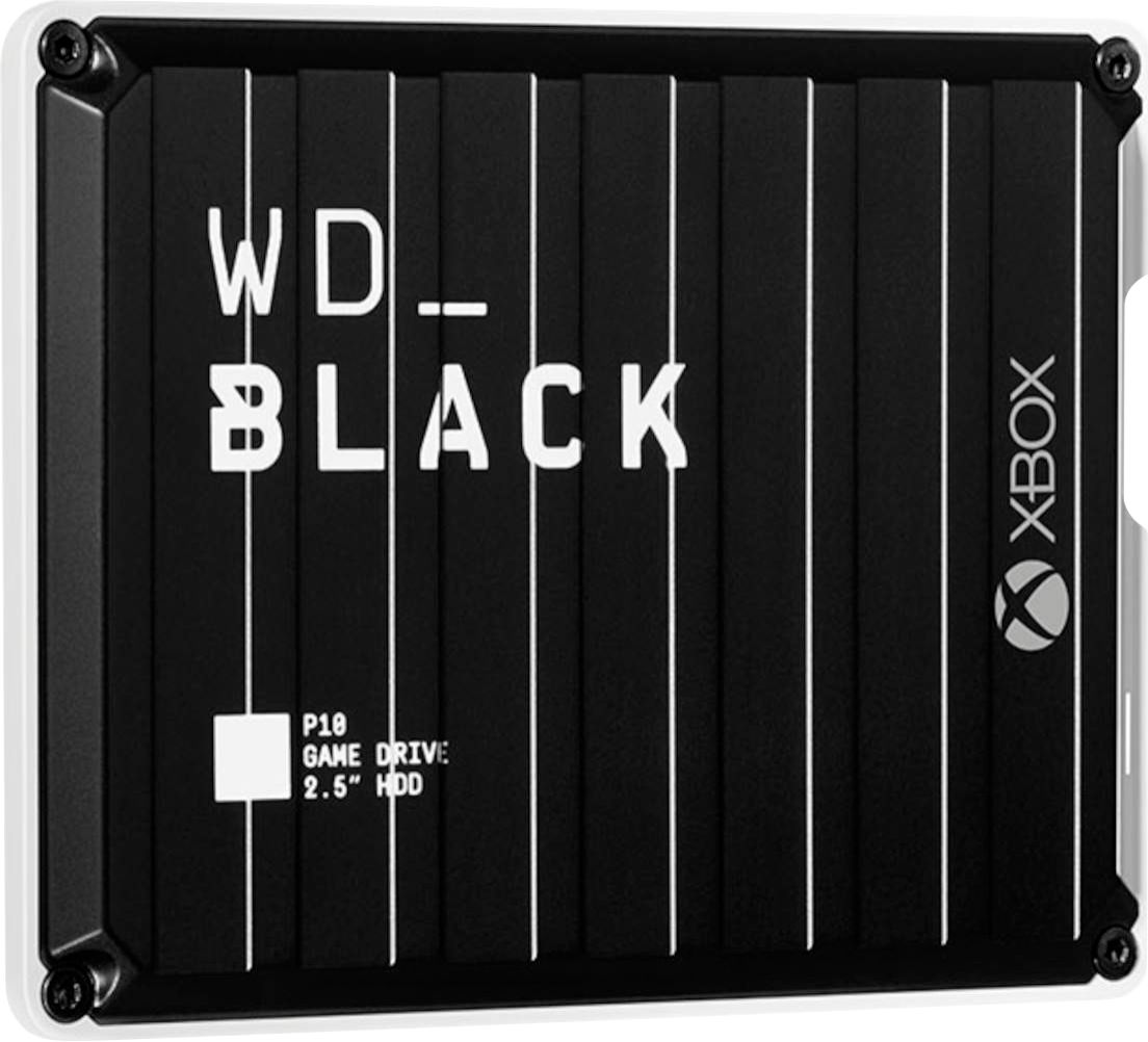 Left View: WD - WD_BLACK P10 Game Drive for Xbox 1TB External USB 3.2 Gen 1 Portable Hard Drive - Black With White Trim