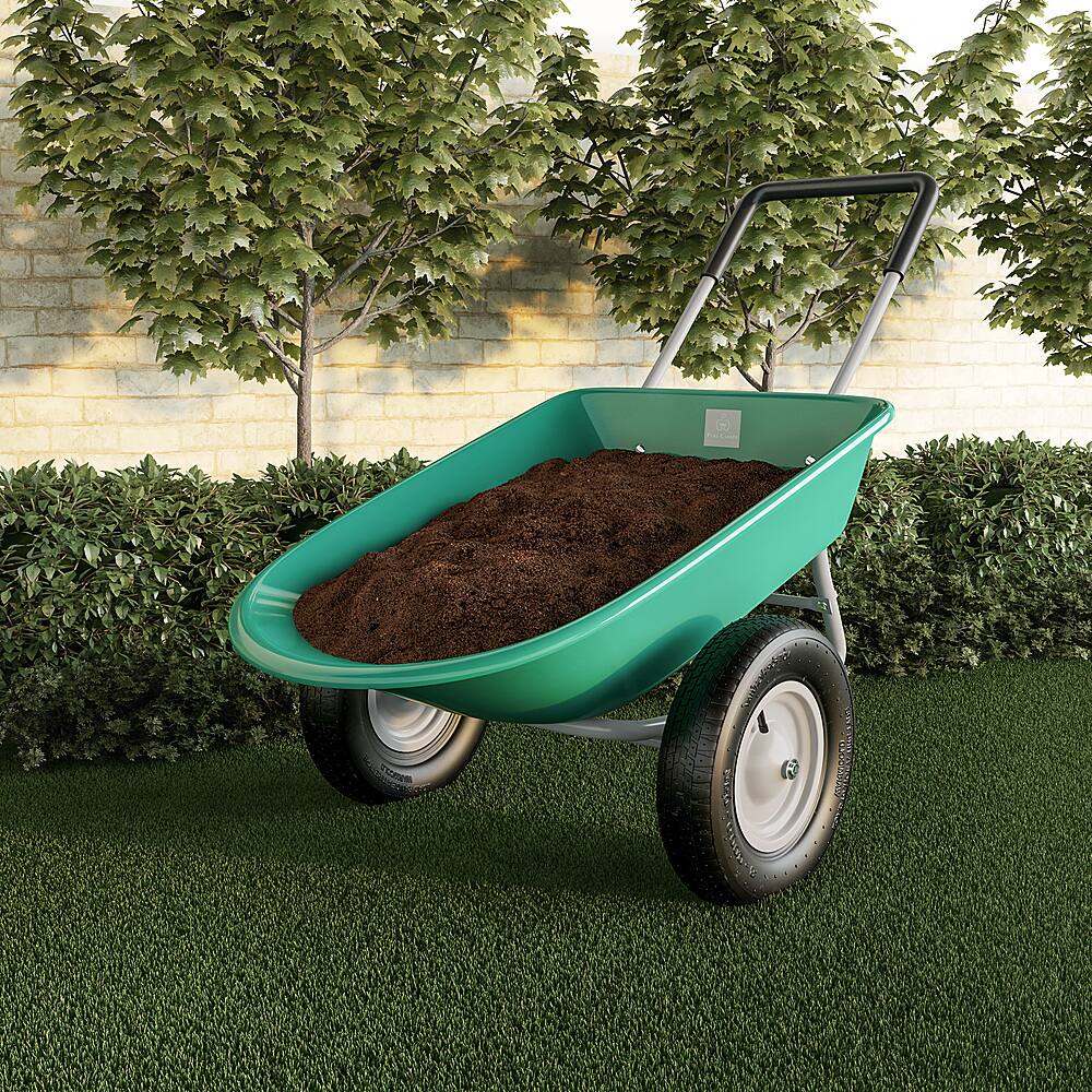 2-Wheeled Garden Wheelbarrow Large Capacity Rolling Utility Cart for Residential DIY Landscaping, Lawn Care Pure Garden - Green - Alt_View_Standard_11