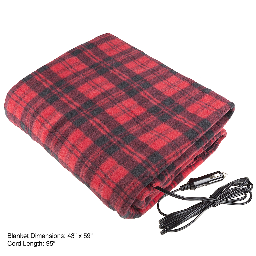 Heated Blanket﻿ Red 59" x 43" 12 Volt Vehicle Power Outlet New 100% Polar Flee 
