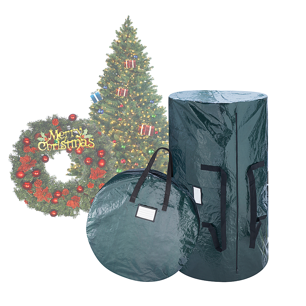 Trademark Home - Christmas Tree and Wreath Combo Storage Bag Holiday Decor Organization - Green