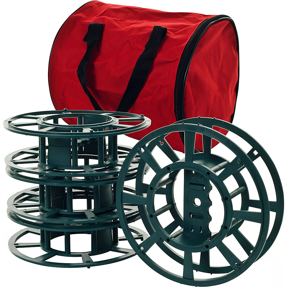 Trademark Home - Set of 4 Extension Cord or Christmas Light Reels with Bag - Red, Green