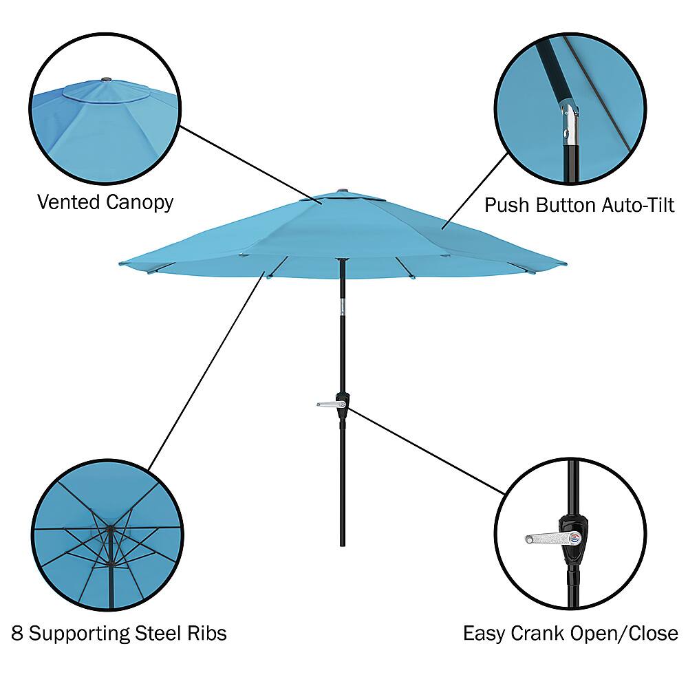 Pure Garden Patio Umbrella, Shade with Easy Crank and Auto Tilt Outdoor ...