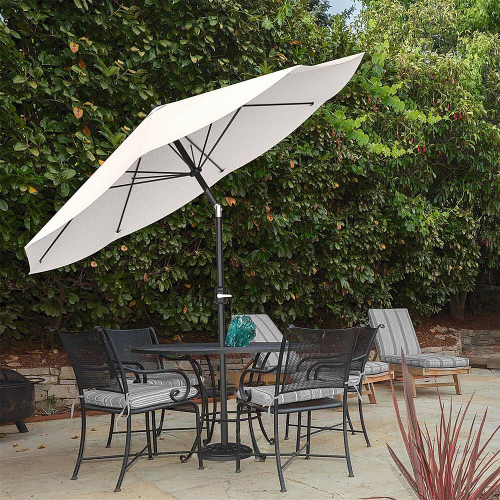 Angle View: Pure Garden - Patio Umbrella, Shade with Easy Crank and Auto Tilt Outdoor Table Umbrella for Deck, Balcony, Porch, Backyard, Poolside - Tan