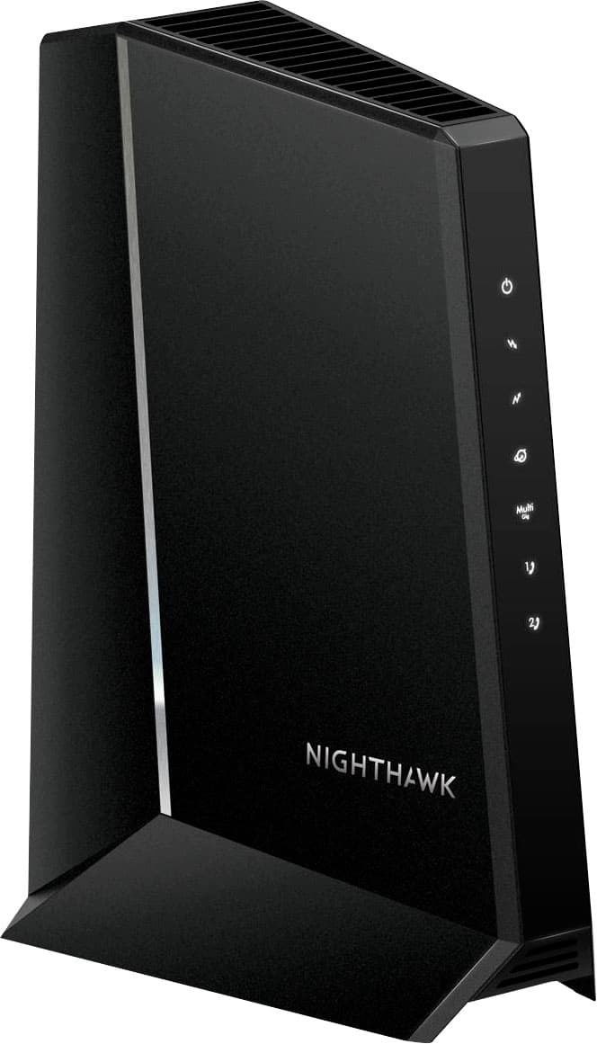 Angle. NETGEAR - Nighthawk 32 x 8 DOCSIS 3.1 Voice Cable Modem - Black.