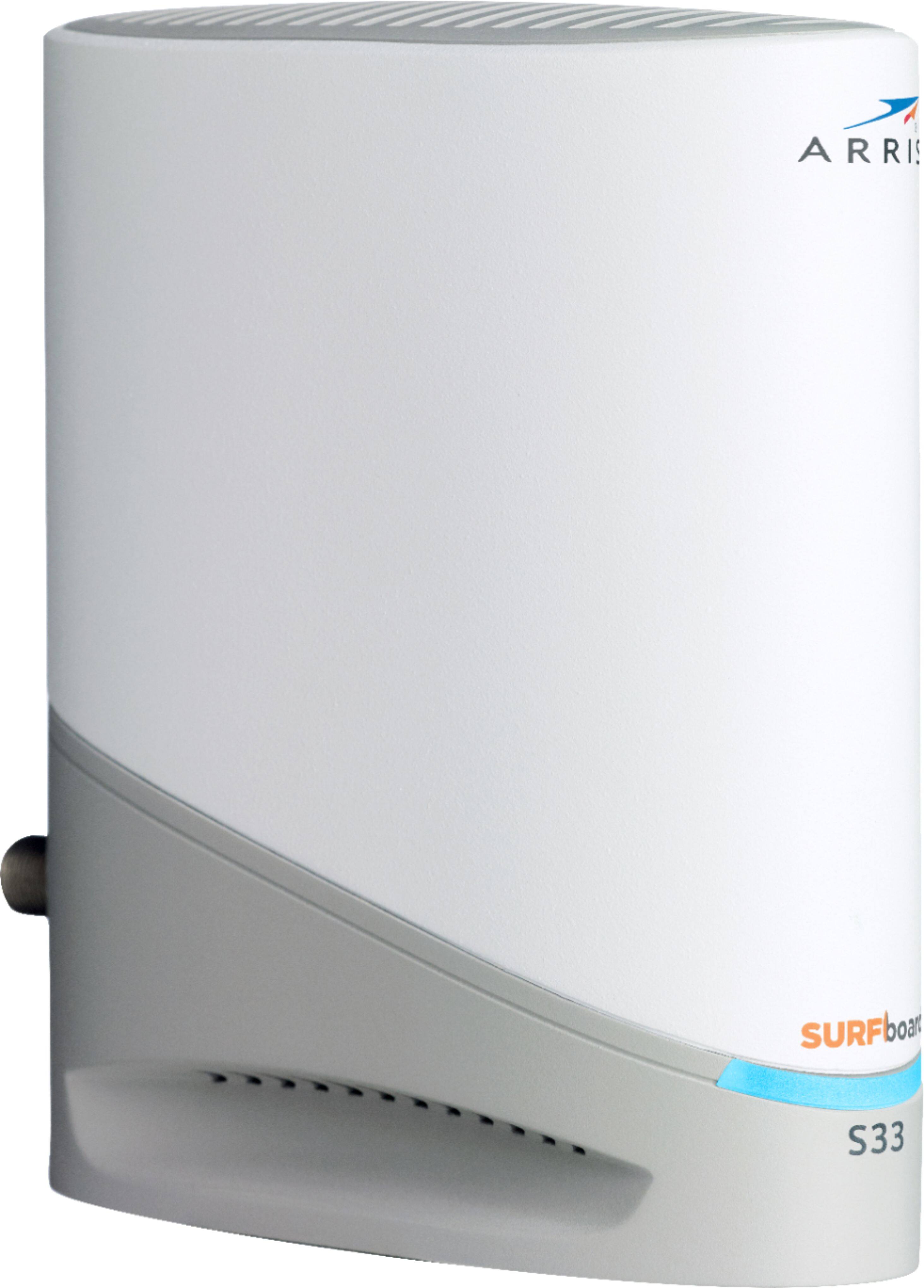 Angle. ARRIS - SURFboard S33 32 x 8 DOCSIS 3.1 Multi-Gig Cable Modem with 2.5 Gbps Ethernet Port - White.