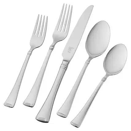 Angle. ZWILLING - Henckels Angelico 45-pc 18/10 Stainless Steel Flatware Set - Stainless Steel.