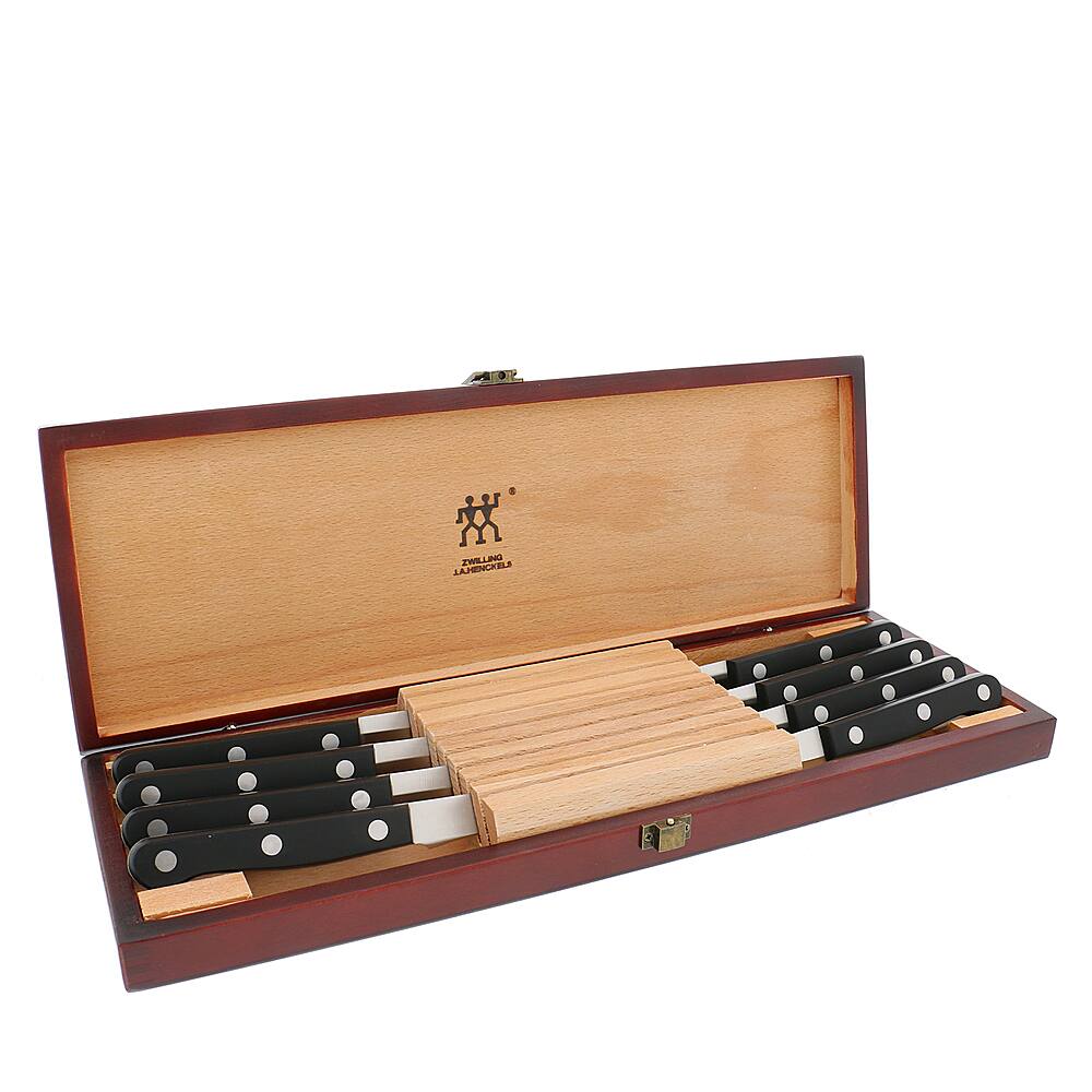 Alt View 11. ZWILLING - TWIN Gourmet Classic 8-pc Steak Knife Set with Wood Case - Brown.