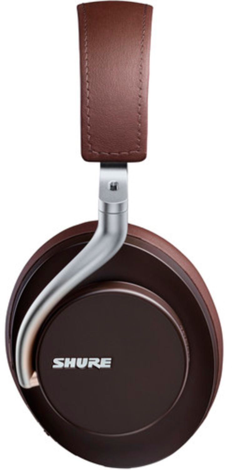 Left View: Shure - AONIC 50 Wireless Noise Canceling Headphones - Brown
