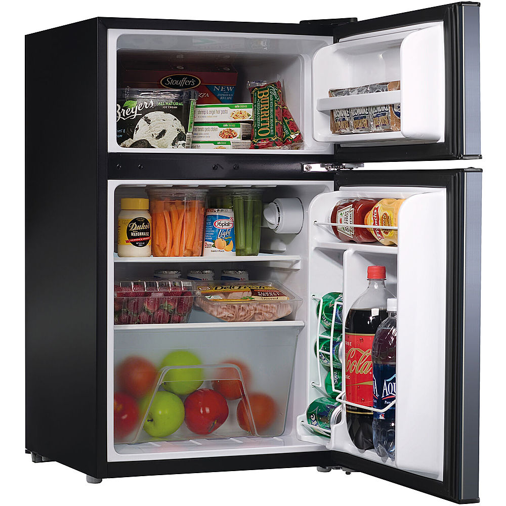 Left View: Amana - Energy Star 4.6-Cu. Ft. Dual-Door Mini Refrigerator with Top-Mount Freezer - Black