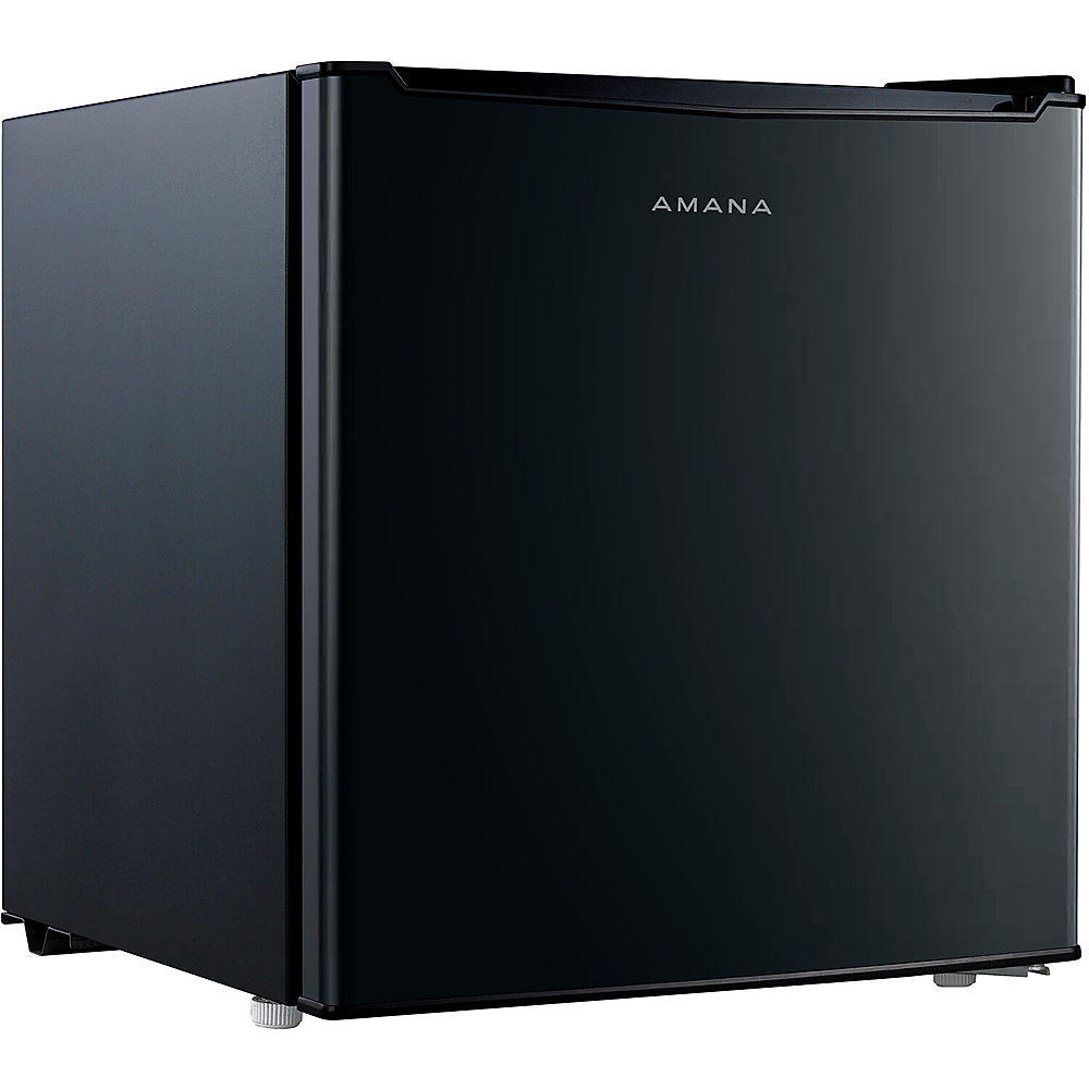 Angle View: Amana 1.7-Cu. Ft. Single-Door Mini Refrigerator with Half-Width Chiller Compartment, Black