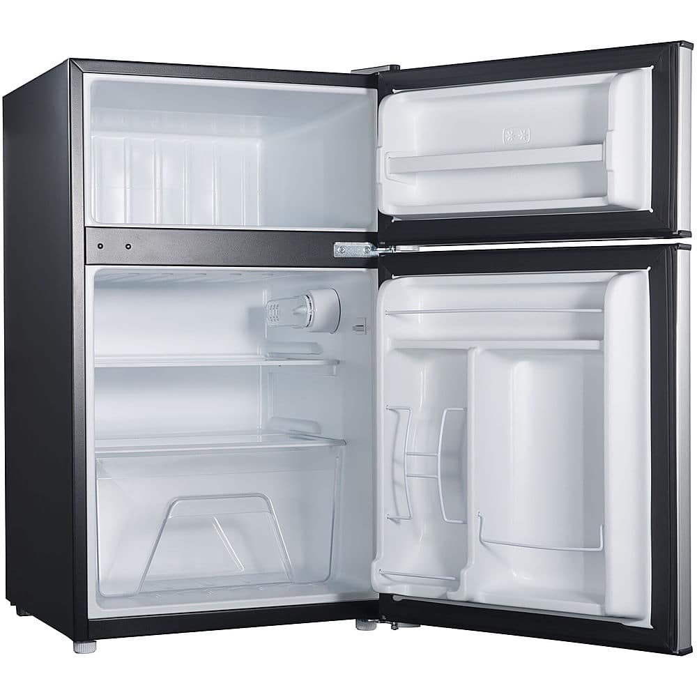 Left. Amana - 3.1-Cu. Ft. Dual-Door Mini Fridge with Top-Mount Freezer.
