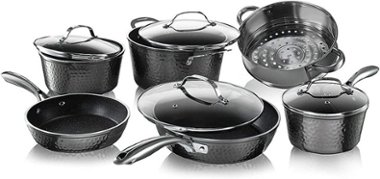 Granitestone - Non Stick 10pc Cookware Set - Hammered Pewter - Angle_Zoom
