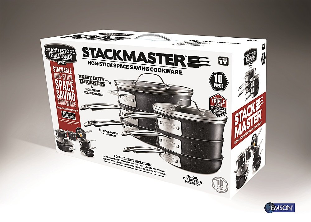 Best Buy: Granitestone PRO Stackmaster Stackable Non Stick 10pc Cookware  Set Grey 2947