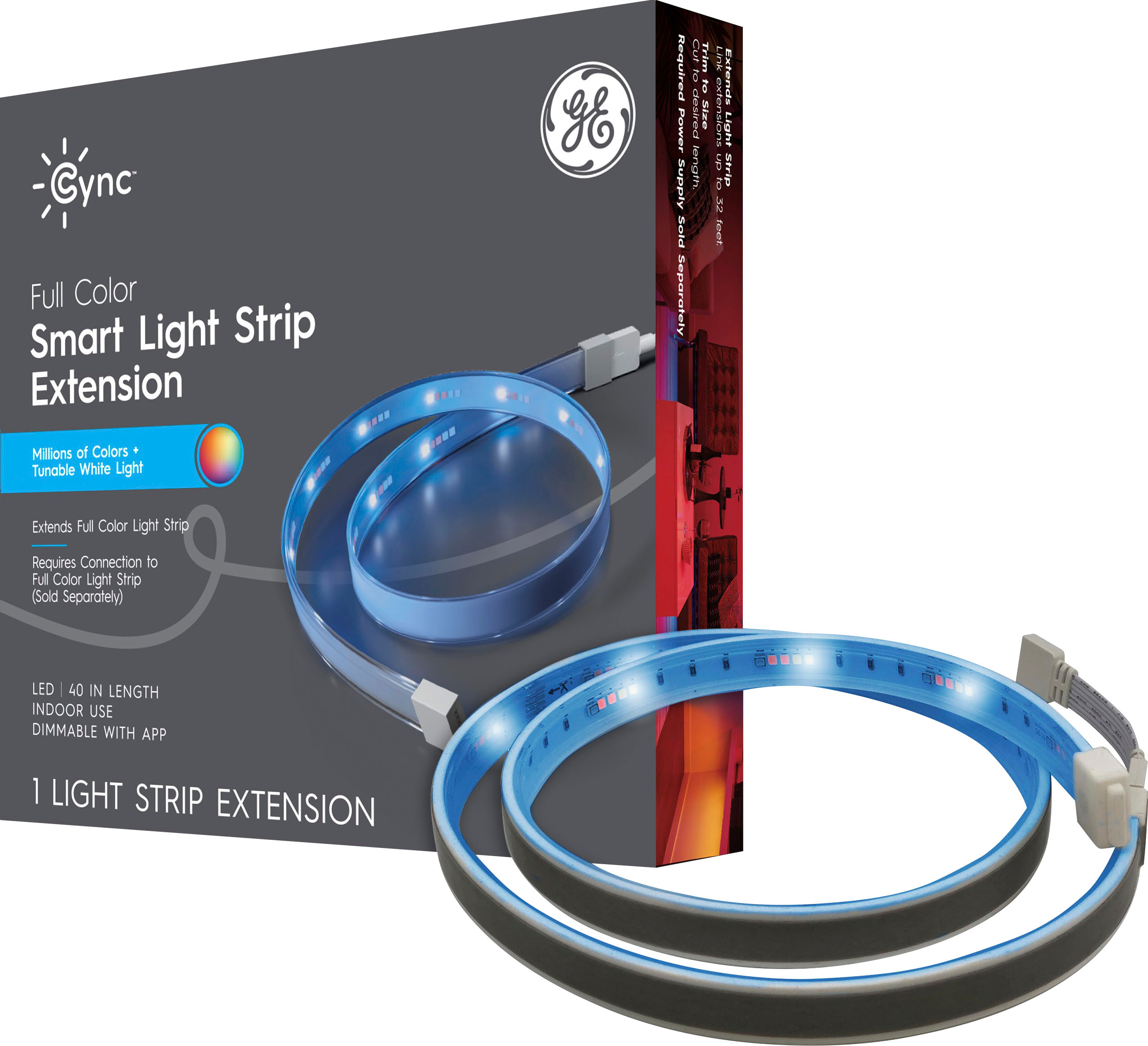 GE - CYNC Smart Direct Connect LED Strip Lights (40-inch Smart LED Strip Extension) - Full Color