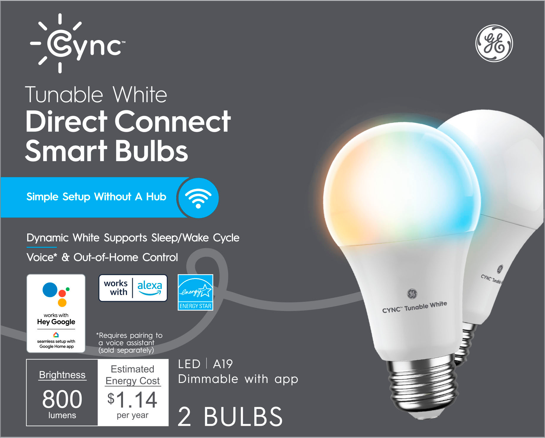 Customer Reviews: GE Cync Smart Direct Connect Light Bulbs (2 A19 Smart ...