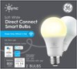 GE - Cync Smart Direct Connect Light Bulbs (2 A19 Smart LED Light Bulbs), 60W Replacement - Soft White