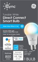 GE - Cync Smart Tunable White Direct Connect Light Bulb (1 A19 Smart LED Light Bulb), 60W Replacement - Adjustable White - Front_Zoom