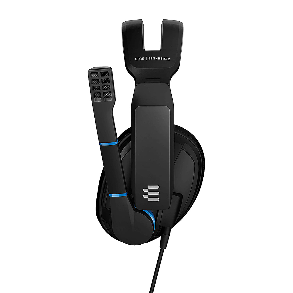 Left View: EPOS - GSP 300 Closed acoustic Stereo Wired Gaming Headset - Black and Blue