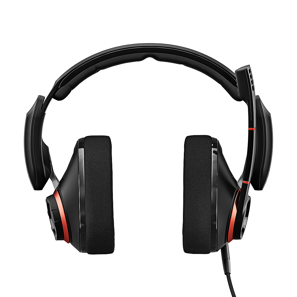 Left View: EPOS - GSP 500 High-end, open acoustic multi-compatible wired headset for home gaming - Black and Red