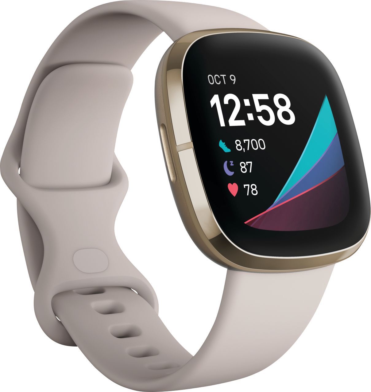 Left View: Fitbit - Sense Advanced Health Smartwatch - Soft Gold