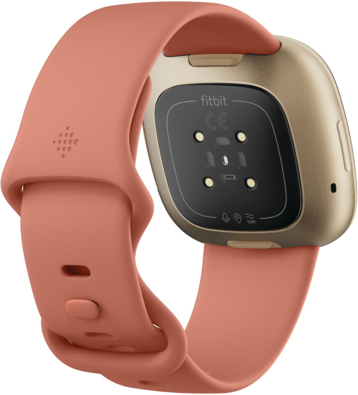 Back View: Fitbit - Versa 3 Health & Fitness Smartwatch - Soft Gold