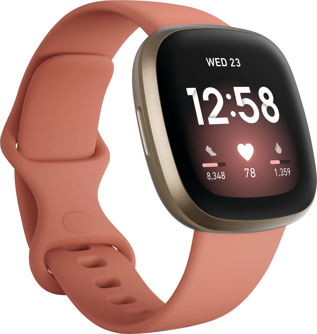 Angle View: Fitbit - Versa 3 Health & Fitness Smartwatch - Soft Gold