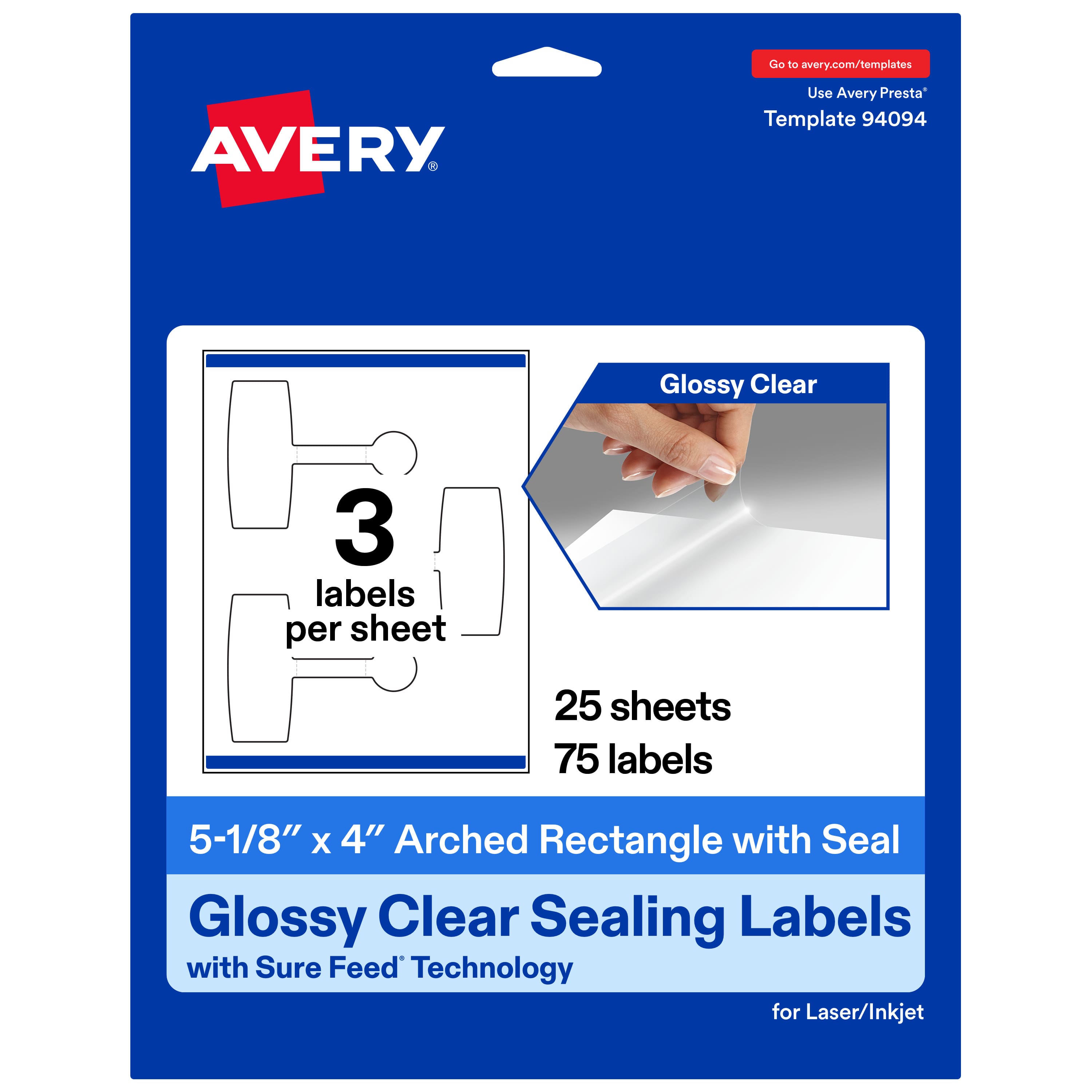 "Avery - Avery® Sealing Labels, 5-1/8"" x 4"", Glossy Film, 75 Total - Clear" price history on PriceWatchPro