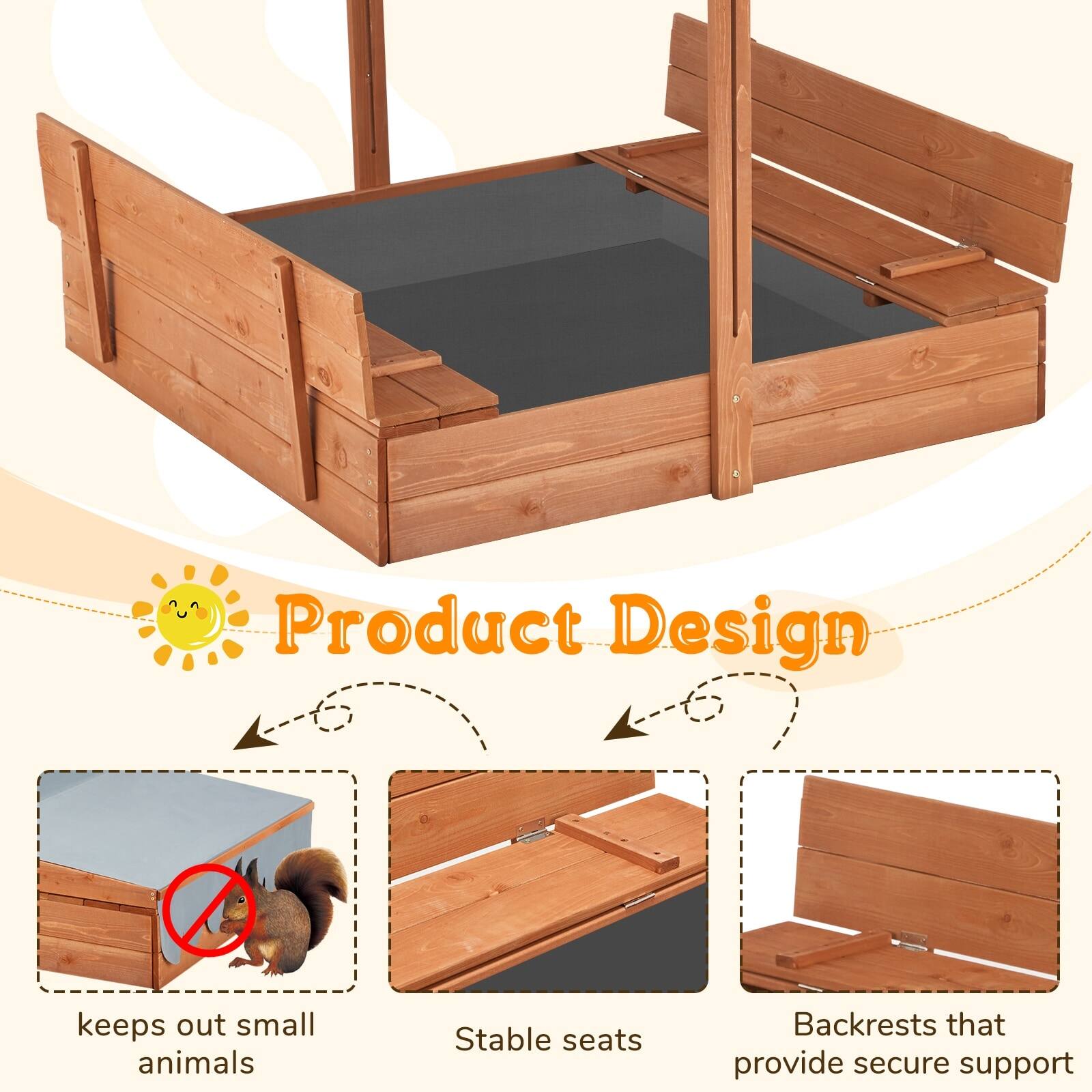 Product Design

- Keeps out small animals
- Stable seats
- Backrests that provide secure support