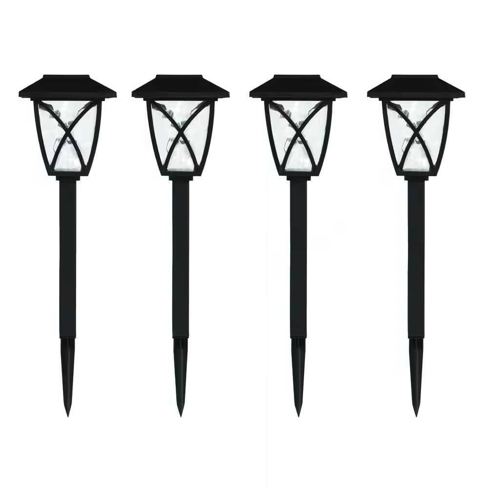 Angle. Hivvago - 4-Pack - Black Outdoor Solar Light Set - Weather-Resistant Path Yard Lighting - Black.
