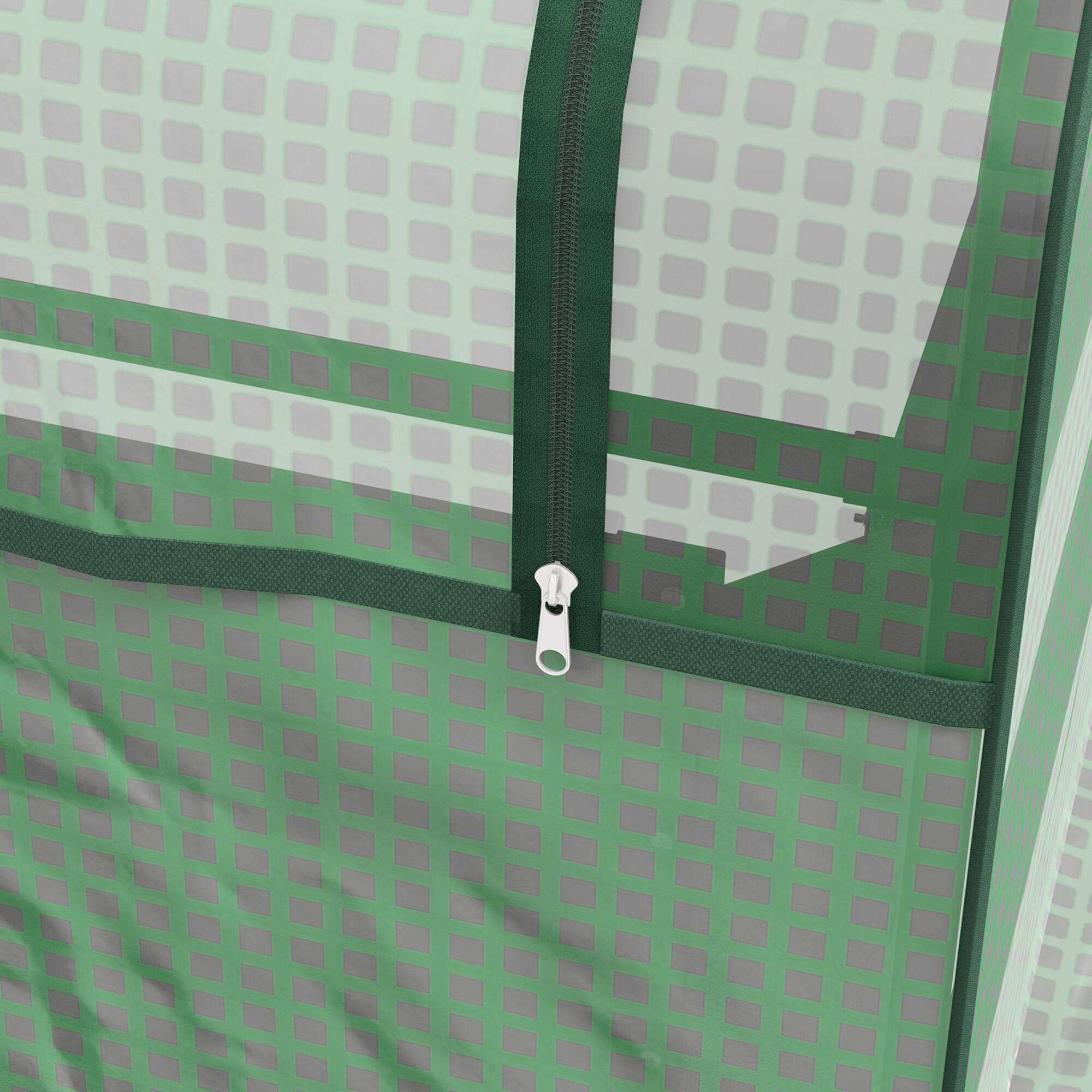 Alt View 7. Outsunny - 4 x 3 x 1ft Raised Garden Bed with Mini Greenhouse, Galvanized Outdoor Planter Box with Cover, for Herbs and Vegetables - Green and Silver.